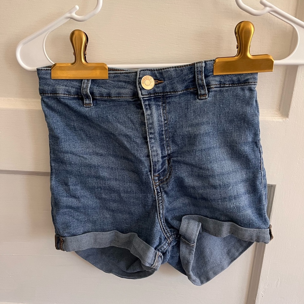 Divided High Waisted Jean Shorts